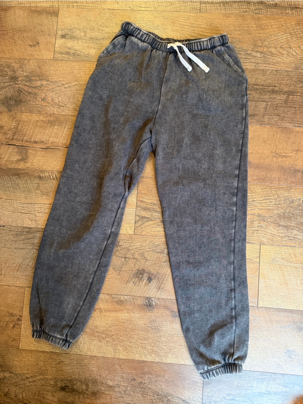 Washed Brown/Gray Drawstring Jogger Pants